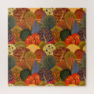 Puzzle Des arbres d'automne stylisés, des motifs de forêt