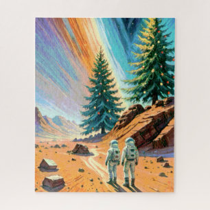 Puzzle Des astronautes explorent le paysage Alien