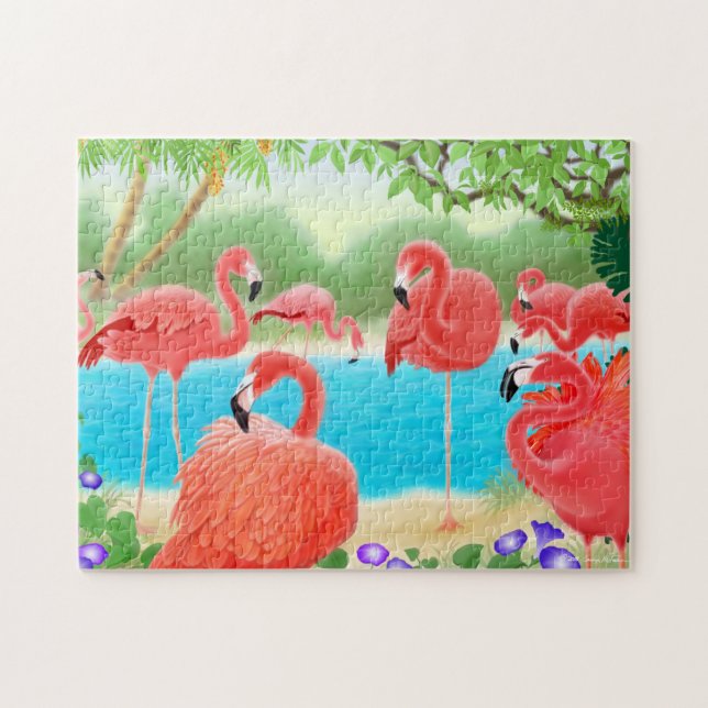 Puzzle des Caraïbes de lagune de Flamant rose (Horizontal)