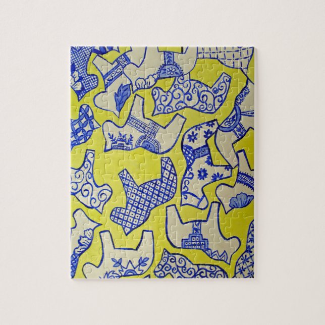 Puzzle des Chevaux de Dala Bleu et Blanc (Vertical)