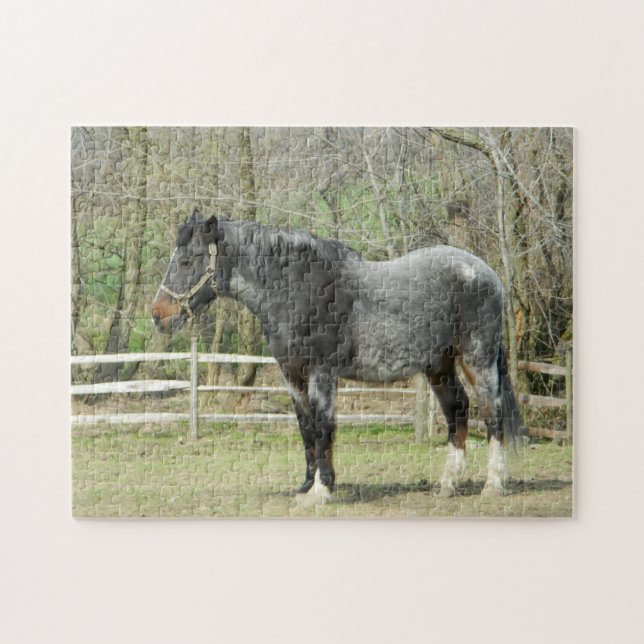 Puzzle des chevaux de ferme gris (Horizontal)