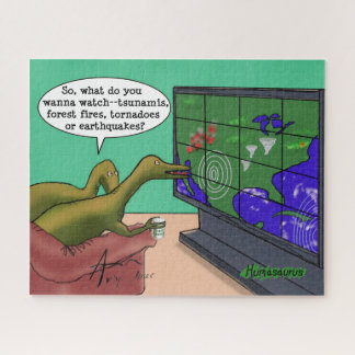 Puzzle Des dinosaures à la télé regardent des signaux de