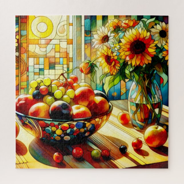 Puzzle des fruits et des fleurs aquarelles (Vertical)