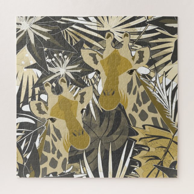 Puzzle Des girafes dans la forêt nocturne. (Vertical)