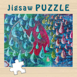 Puzzle Des gouttes de pluie colorées peignent sur un mur