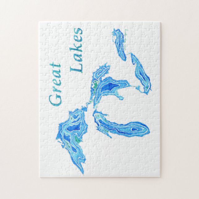 Puzzle des Grands Lacs créé à partir d'une peintur (Vertical)