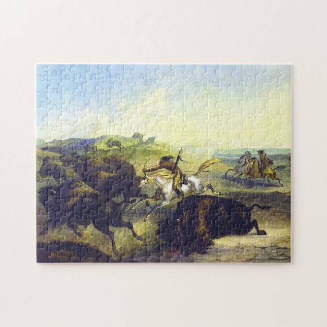 Puzzle Des Indiens chassent le bison Karl Bodmer 1839 (Horizontal)