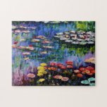 Puzzle des lentilles d'eau violette de Monet<br><div class="desc">Puzzle de Monet Purple Water Lilies. Peinture à l'huile sur toile de c.1917. L'impressionniste français Claude Monet demeure réputé et apprécié pour les peintures de nénuphars qu'il a réalisées à Giverny. Cette peinture spécifique sur nénuphars présente une diversité de couleurs, dont des rouges enflammés, des bleus obsédants et des violets...</div>