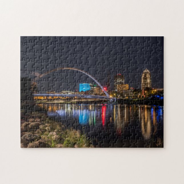 Puzzle Des Moines skyline la nuit (Horizontal)
