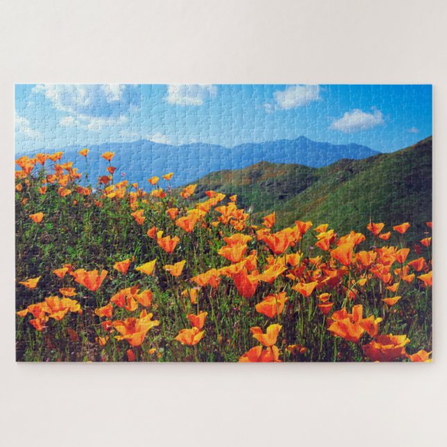 Puzzle Des pavots de Californie recouvrent une colline (Horizontal)