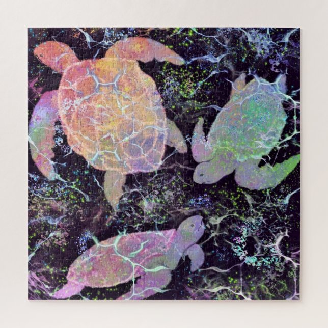 Puzzle des tortues d'eau - Peinture (Vertical)