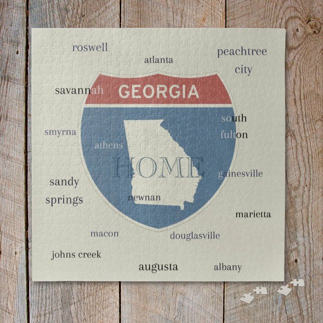 Puzzle des villes de l'État de Géorgie – Puzzle de (Such a fun way for friends and family to get together and enjoy their favorite state. Great gift!)