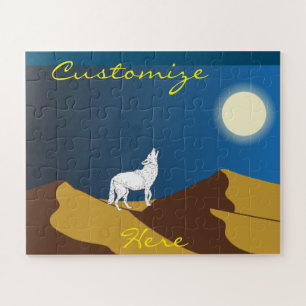 Puzzle Desert Coyote Howling Pleine lune Thunder_Cove