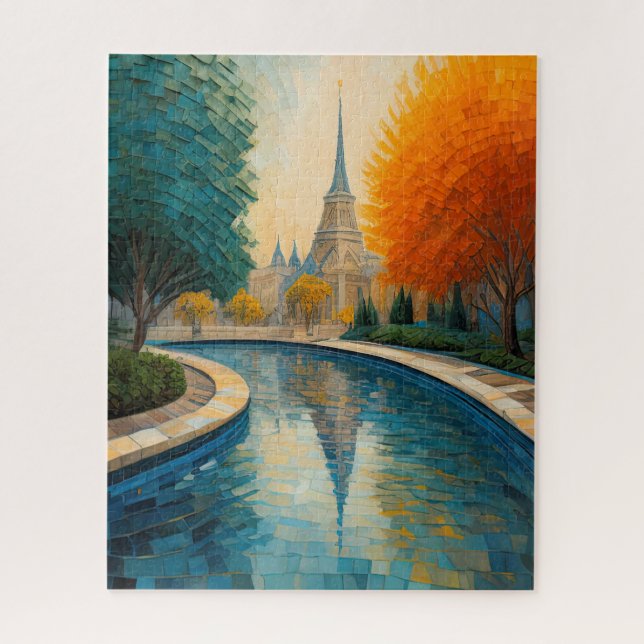 Puzzle Design abstrait moderne Or Orange Bleu européen (Vertical)