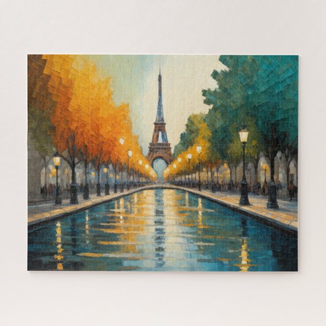 Puzzle Design abstrait moderne Or Orange Bleu européen (Horizontal)