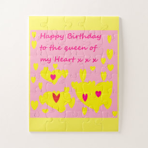 Puzzle Design d'anniversaire rose et jaune avec message s