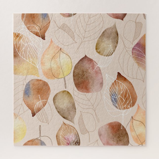 Puzzle Design d'automne de feuille d'aquarelle graphique (Vertical)