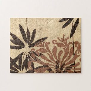 Puzzle Design de crayon floral avec Feuilles tawny