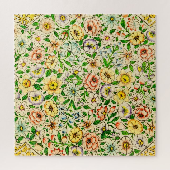 Puzzle Design floral traditionnel indien de printemps (Vertical)