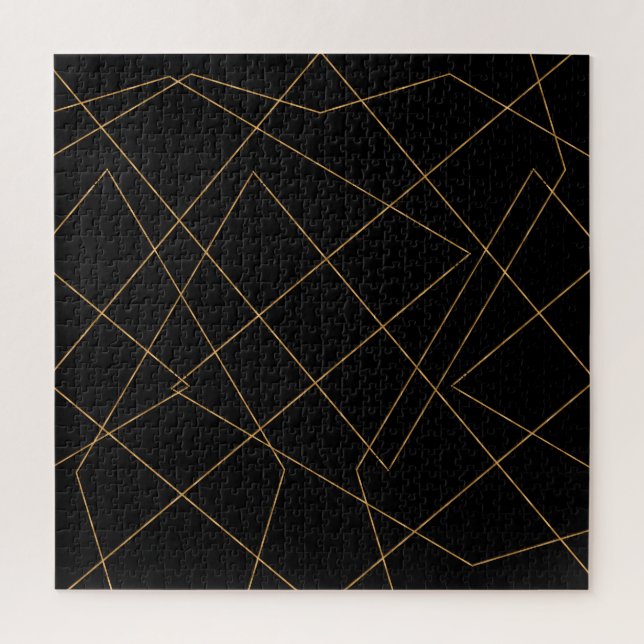 Puzzle Design géométrique moderne Gold & Black (Vertical)