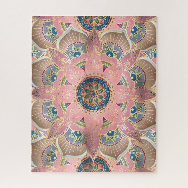 Puzzle Design tendance métal or et rose Mandala (Vertical)