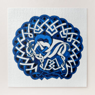 Puzzle Design tressé de Buffalo/Bison celtique en bleu