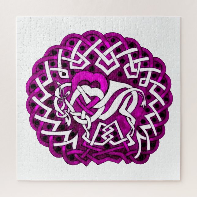 Puzzle Design tressé de Buffalo/Bison celtique en rose (Vertical)
