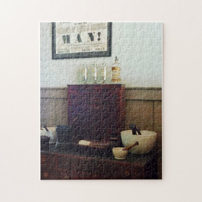 Puzzle Desk With Mortar and Pestles (Vertical)