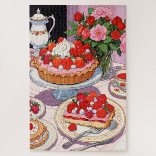 Puzzle Dessert aux fraises anime