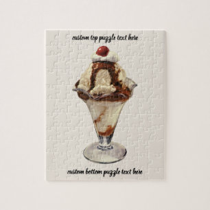 Puzzle Desserts Sundae vintages de crème glacée à chaud