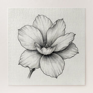 Puzzle Dessin à l'encre de fleur botanique vintage en lig