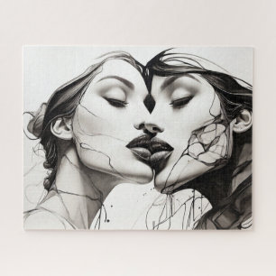 Puzzle Dessin Abstrait d'encre de Lesbian Love