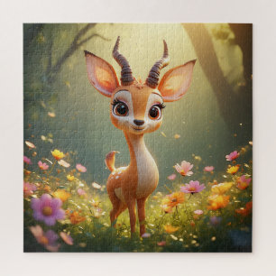 Puzzle Dessin adorable Fawn par Fleurs Vibrantes