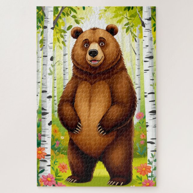 Puzzle Dessin animé d'ours brun mignon (Vertical)