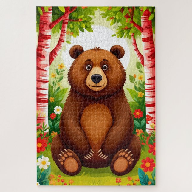 Puzzle Dessin animé d'ours brun mignon (Vertical)