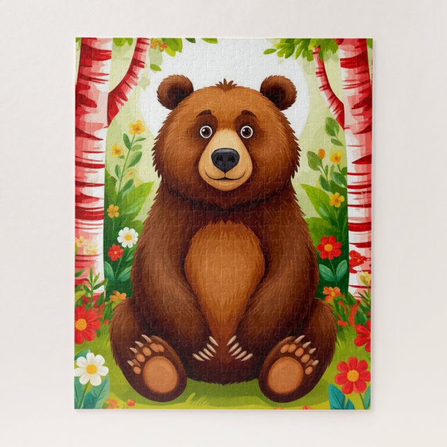 Puzzle Dessin animé d'ours brun mignon (Vertical)