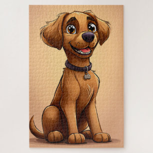 Puzzle Dessin Animé Drôle de Chien Mignon Amoureux des An