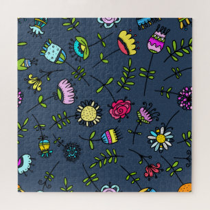 Puzzle Dessin artistique de motif floral fantaisiste