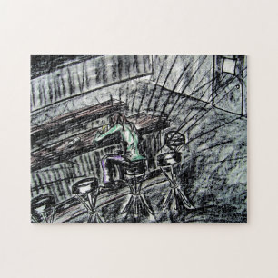 Puzzle Dessin au charbon de bois de cubes de bière et de