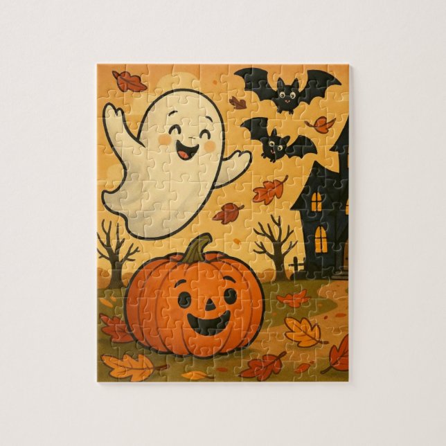 Puzzle Dessin citrouille du fantôme d'Halloween/automne m (Vertical)