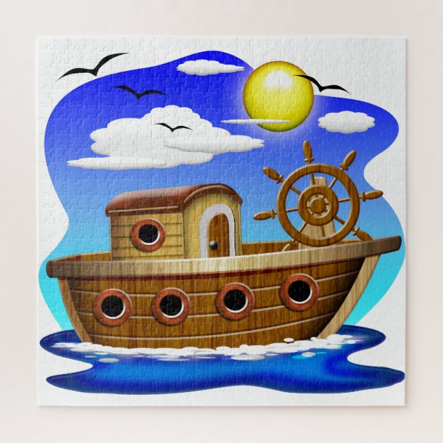 Puzzle Dessin de bateau de pêche (Vertical)