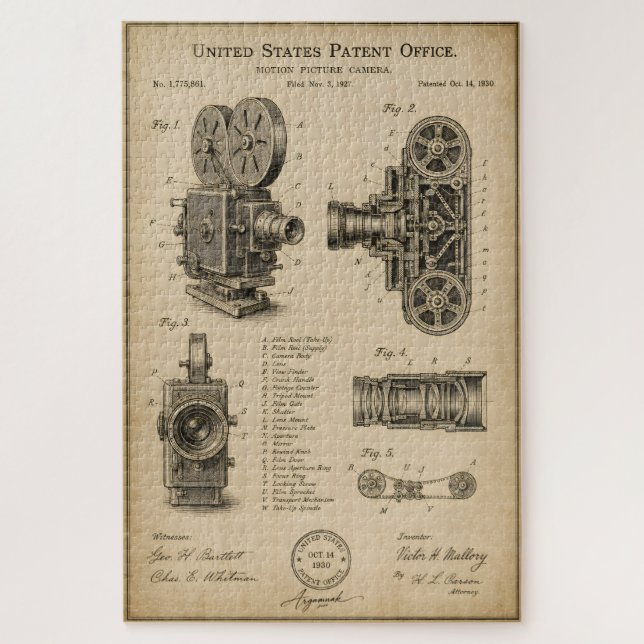 Puzzle Dessin de brevet de caméra vintage (Vertical)