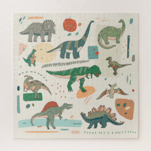 Puzzle Dessin de Dinosaur : jeu d'illustrations vintage.