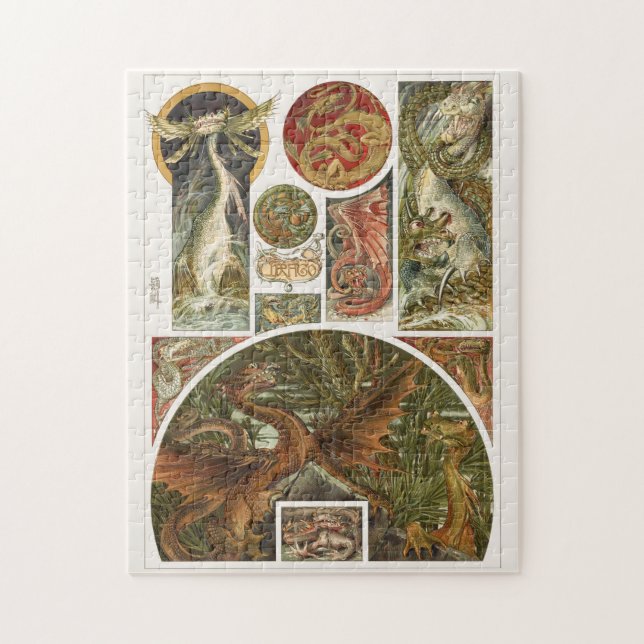 Puzzle Dessin de dragon, Art nouveau par Anton Seder Jigs (Vertical)
