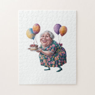 Puzzle Dessin de fête d'anniversaire de grand-mère drôle