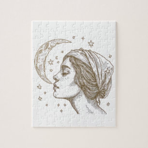 Puzzle Dessin de la femme et de la lune
