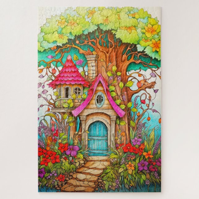 Puzzle Dessin de la Maisonnette Champignon Magique (Vertical)