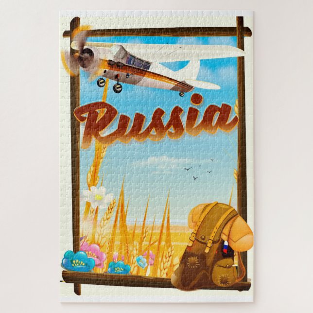 Puzzle Dessin de l'affiche de voyage de la ferme russe (Vertical)