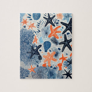 Puzzle Dessin de motif de plage d'étoiles de mer 