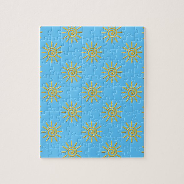 Puzzle Dessin de soleil jaune 3D sur motif (Vertical)